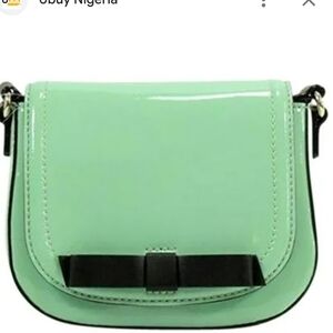 Kate Spade Mint Green Crossbody Bag with Black Bow